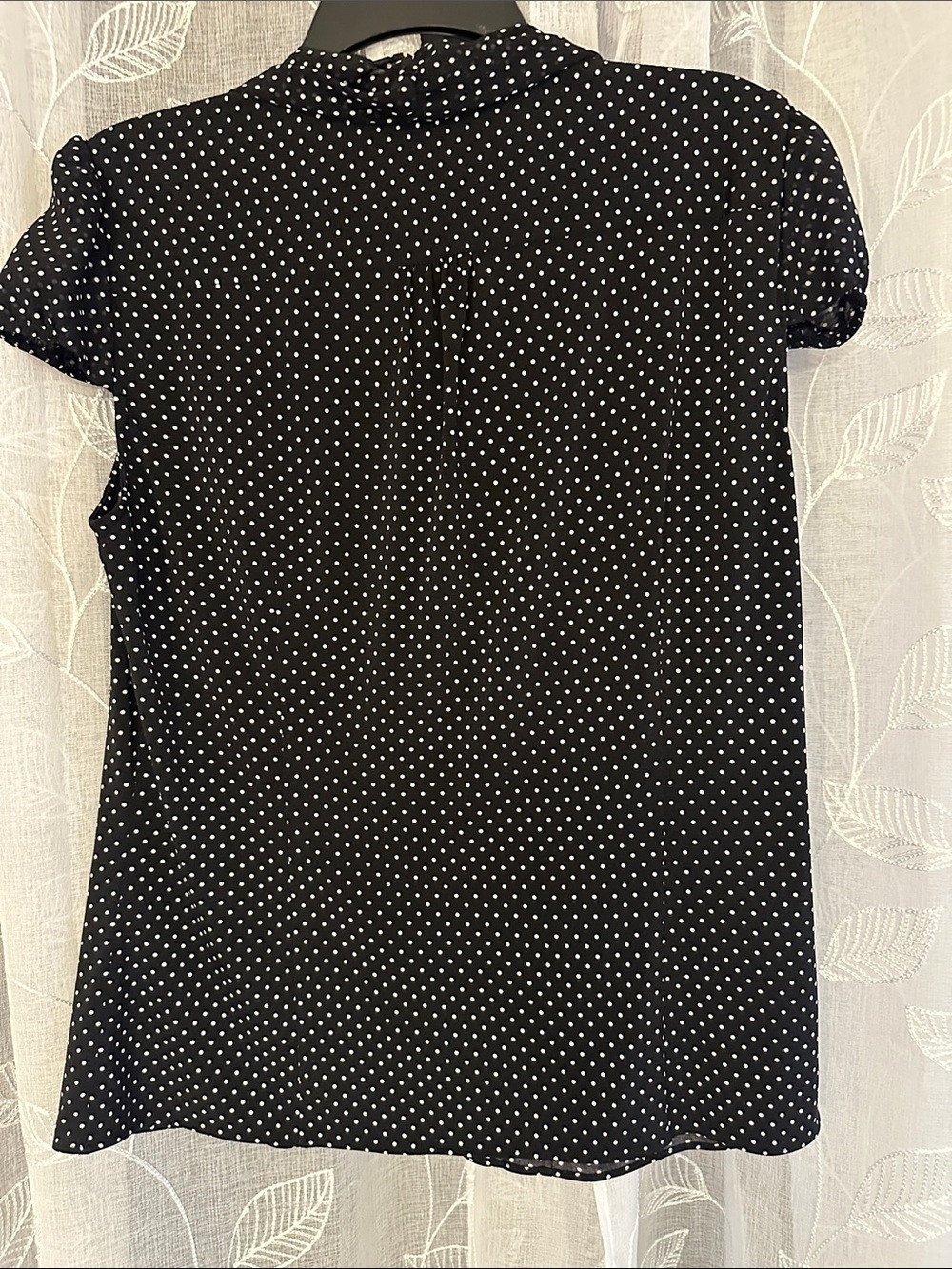 Tahari Black & White Polka Dot Tie-Front Blouse - Picture 5 of 5
